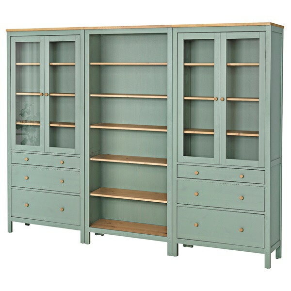[IKEA/イケア/通信販売]HEMNES ヘムネス 納めるズボン下 扉/抽き出し付き添い人, 薄墨色緑であること/ライトブラウンステイン[6](a)(19591069)