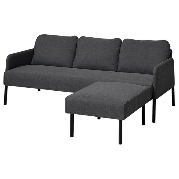 [IKEA/イケア/通販]GLOSTAD グロスタード 3人掛けソファ 寝椅子付き, クニーサ ダークグレー[LE](c)(49578599)