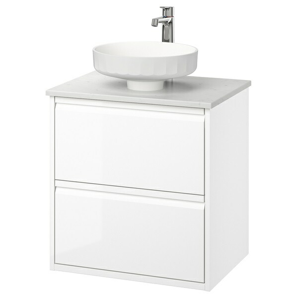 [IKEA/イケア/通信販売]ANGSJON エングショーン / LERSJON レルション 洗面台 抽き出し付き添い人/洗面どんぶり鉢/水栓, ご機嫌グロス 白いこと/白いこと マーブル調[6](a)(69571342) 洗面台-洗面用設備