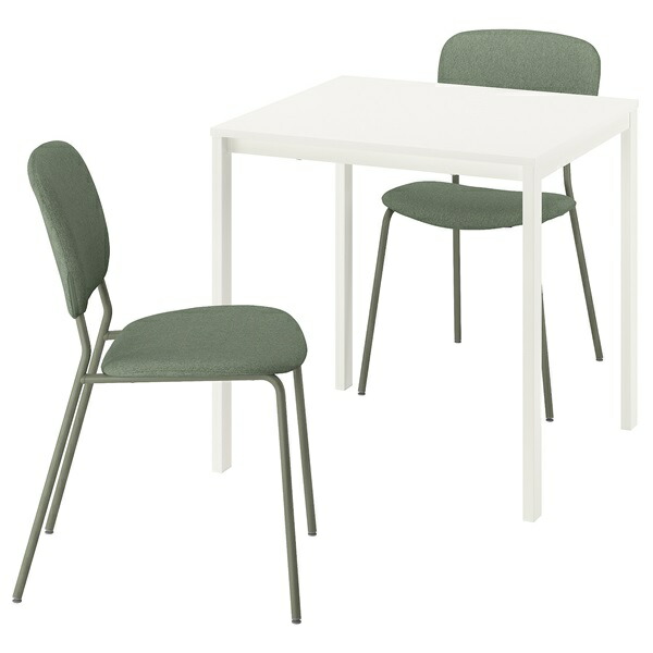 [IKEA/イケア/通販]VIHALS ヴィーハルス / VIHALS ヴィーハルス テーブル＆チェア2脚, ホワイト ホワイト/グリーン ティッブレビ グレーグリーン[4](c)(49599436)