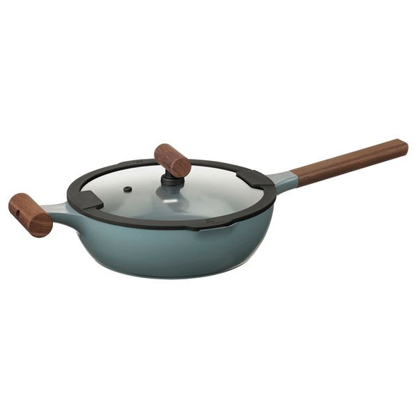 [IKEA/イケア/通販]KLIPPFISK クリップフィスク ソテーパン ふた付, こびりつき防止加工 ガラス/木製 グレーターコイズ, 24 cm[C](c)(60602507)