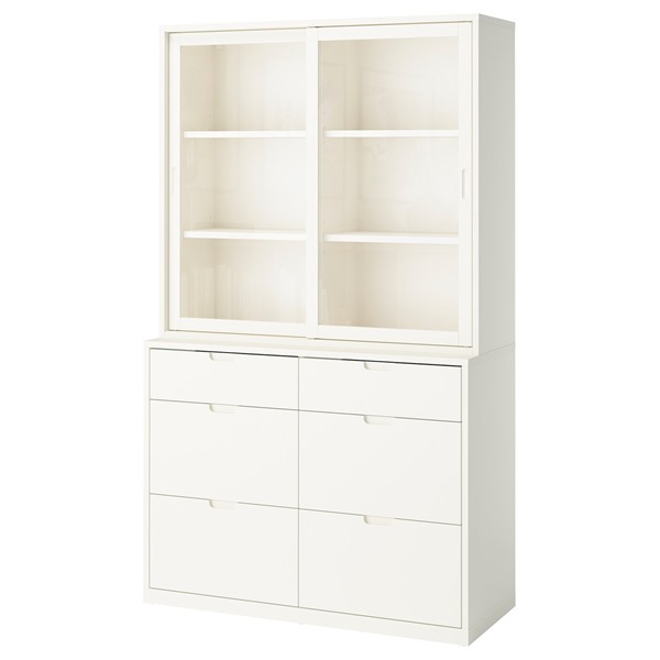 [IKEA/イケア/通信販売]TONSTAD トンスタード 納めるズボン下 抽き出し付, 象牙色/硝子, 121x47x206 糎[5](a)(39612419)