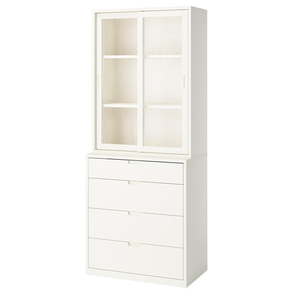 [IKEA/イケア/通信販売]TONSTAD トンスタード 納めるズボン下 抽き出し付, 象牙色/硝子, 82x47x206 糎[5](a)(99612416)