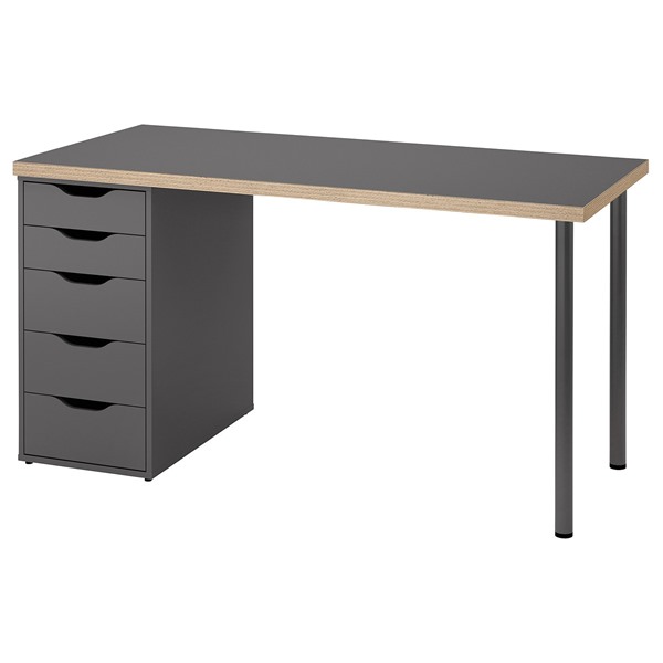 [IKEA/イケア/通販]LAGKAPTEN ラグカプテン / ALEX アレクス デスク, グレー/木目調, 140x60 cm[4](d)(99585385)