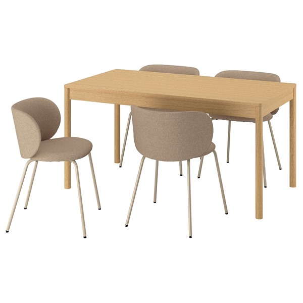 [IKEA/イケア/通信販売]TONSTAD トンスタード 時刻表＆女性議長4脚, オーク材調/トネルード うす暗いベージュ, 150x80 糎[6](a)(09602233)