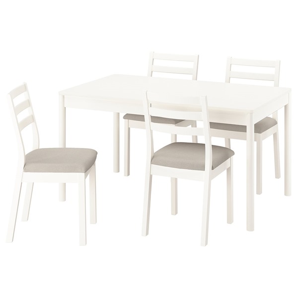 [IKEA/イケア/通販]TONSTAD トンスタード / TONSTAD トンスタード テーブル＆チェア4脚, オフホワイト/オフホワイト フリードトゥナ ライトベージュ, 140/196x85 cm[6](a)(59599723)