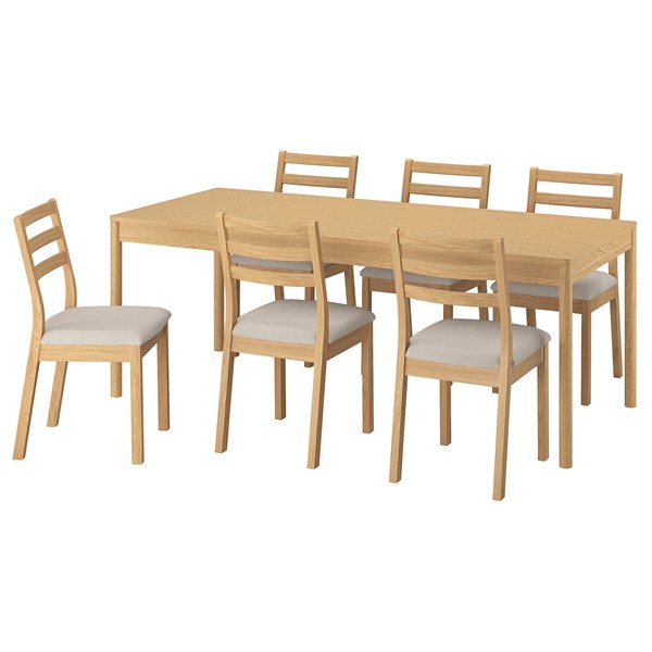[IKEA/イケア/通信販売]TONSTAD トンスタード / TONSTAD トンスタード 一覧表＆女性議長6脚, オーク材調/オーク材調 フリードトゥナ 点火装置ベージュ, 200x85 糎[8](a)(89602187)