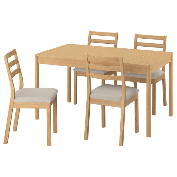 [IKEA/イケア/通販]TONSTAD トンスタード / TONSTAD トンスタード テーブル＆チェア4脚, オーク調/オーク調 フリードトゥナ ライトベージュ, 140/196x85 cm[6](a)(19602181)