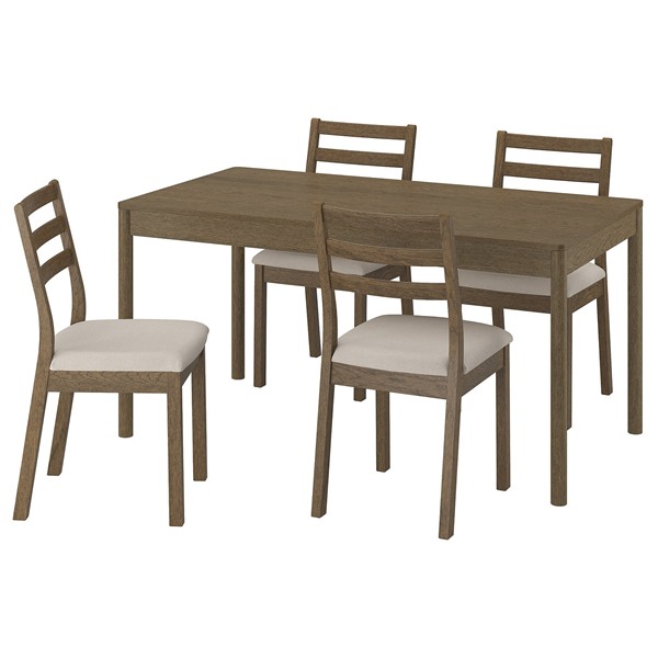 [IKEA/イケア/通販]TONSTAD トンスタード / TONSTAD トンスタード テーブル＆チェア4脚, ブラウンオーク調/ブラウンオーク調 フリードトゥナ ライトベージュ, 150x80 cm[6](a)(89602253)