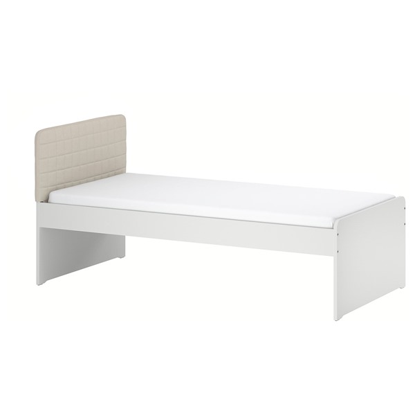 [IKEA/イケア/通販]SLAKT スレクト ベッドフレーム, ヘッドボード付き/ヴィースレ ベージュ, 90x200 cm[3](a)(79612040)