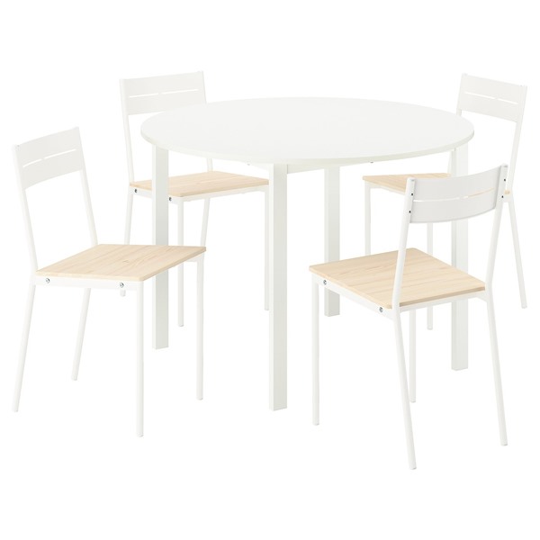 [IKEA/イケア/通販]VIHALS ヴィーハルス テーブル＆チェア4脚, ホワイト ホワイト/ホワイト パイン材, 107 cm[6](a)(89599566)