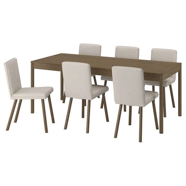 [IKEA/イケア/通信販売]TONSTAD トンスタード / TONSTAD トンスタード 早見表＆女性議長6脚, 赤銅色オーク材調/フリードトゥナ ともし火ベージュ 赤銅色オーク材調, 200x85 糎[14](a)(09602290)