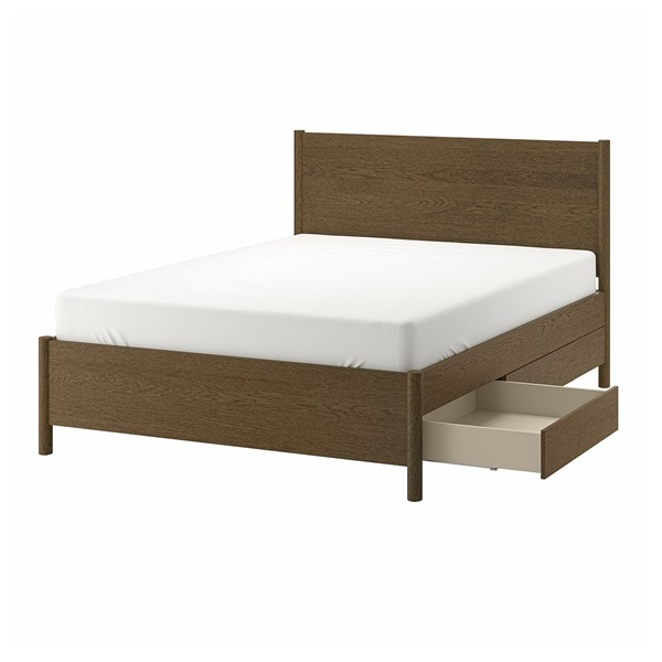 [IKEA/イケア/通信販売]TONSTAD トンスタード 臥榻一こま 納める付き添い人, 赤銅色 ステインオーク材穿刺板/ルーローイ, 140x200 糎[6](a)(79504583)
