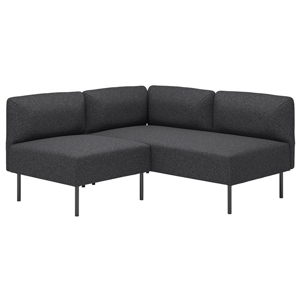 [IKEA/イケア/通信販売]LILLEHEM リレヘム モジュールコーナーソファ、2人掛け, グンナレド まっ黒い薄墨色/金属元素[14](a)(59536306) インテリア・寝具・収納-ソファ
