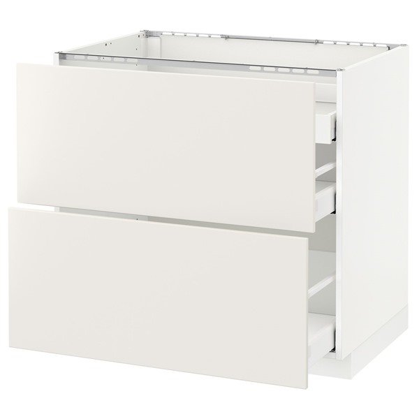 [IKEA/イケア/通販]METOD メトード ベースキャビネット コンロ用/引き出し前部2/引き出し3, ホワイト マキシメーラ/ヴェッディンゲ ホワイト, 90x60x80 cm[8](a)(99076500)