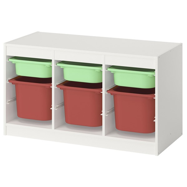 [IKEA/イケア/通販]TROFAST トロファスト 収納コンビネーション, ホワイト ライトグリーン/レッド, 99x44x56 cm[7](d)(49584538)