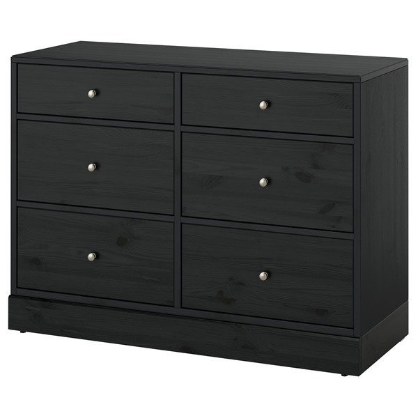 [IKEA/イケア/通信販売]HAVSTA ハーヴスタ 用だんす（抽き出し×6）, 黒いこと, 121x47x89 糎[3](a)(30614521)