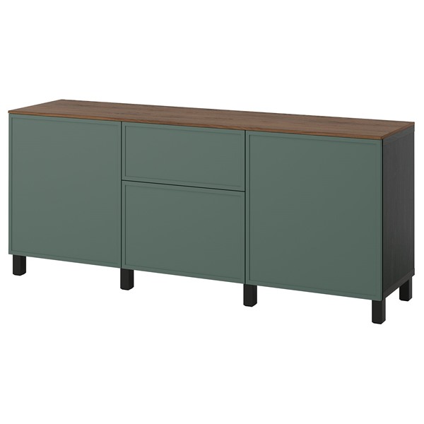 [IKEA/イケア/通信販売]BESTA ベストー 納めるズボン下 抽き出し付, 黒いこと赤銅色 クルークマカーレ/靉靆たる薄墨色緑であること ウォール中毒者調, 180x42x75 糎[17](a)(19612383)