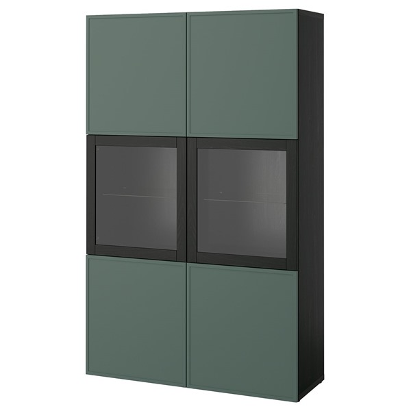 [IKEA/イケア/通信販売]BESTA ベストー 納めるズボン下 硝子扉付き添い人, 黒いこと赤銅色/クルークマカーレ うす暗い薄墨色緑であること, 120x42x193 糎[24](a)(69597766)