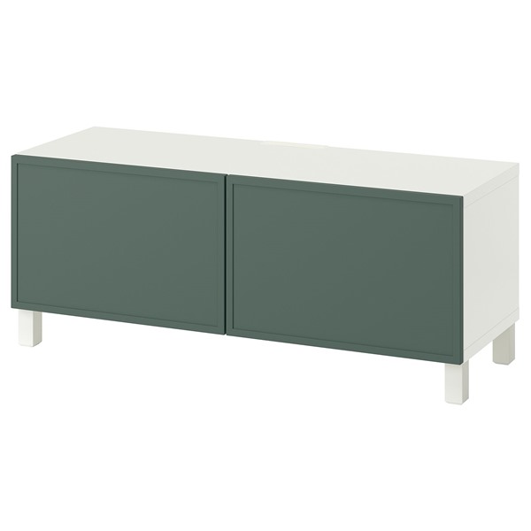 [IKEA/イケア/通販]BESTA ベストー テレビ台 扉付き, ホワイト/クルークマカーレ ダークグレーグリーン, 120x42x48 cm[10](a)(89597572)