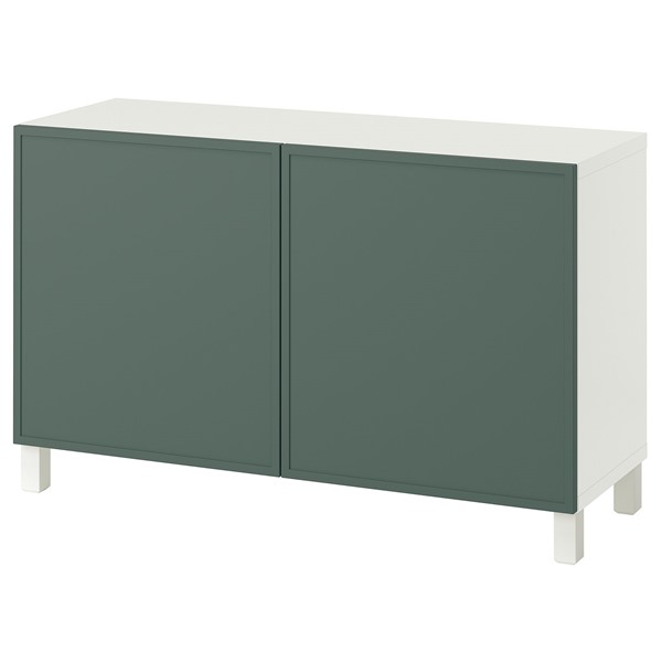 [IKEA/イケア/通販]BESTA ベストー 収納コンビネーション 扉付, クルークマカーレ ダークグレーグリーン/ストゥッバルプ ホワイト, 120x42x74 cm[12](a)(09597774)