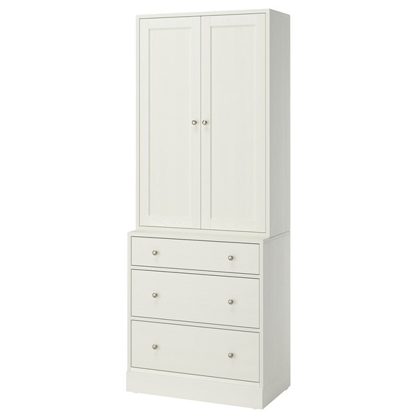 [IKEA/イケア/通信販売]HAVSTA ハーヴスタ 納めるズボン下 抽き出し付, 白いこと, 81x47x212 糎[4](a)(19597504)