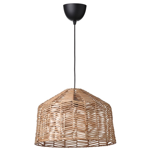 [IKEA/イケア/通信販売]KAPPELAND カッペランド / HAVSDJUP ハーヴスユープ シャンデリヤ照明ランプ, 黒いこと/籐, 45 糎[AD](c)(99618164)