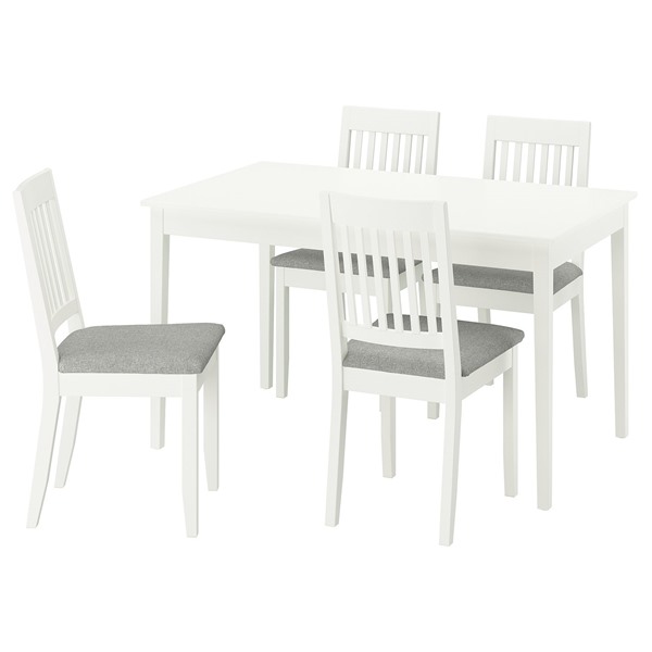 [IKEA/イケア/通販]NASINGE ネースィンゲ / NASINGE ネースィンゲ テーブル＆チェア4脚, ホワイト/ホワイト ティッブレビ ベージュグレー, 130/190x80 cm[6](c)(39602335) 102,378円