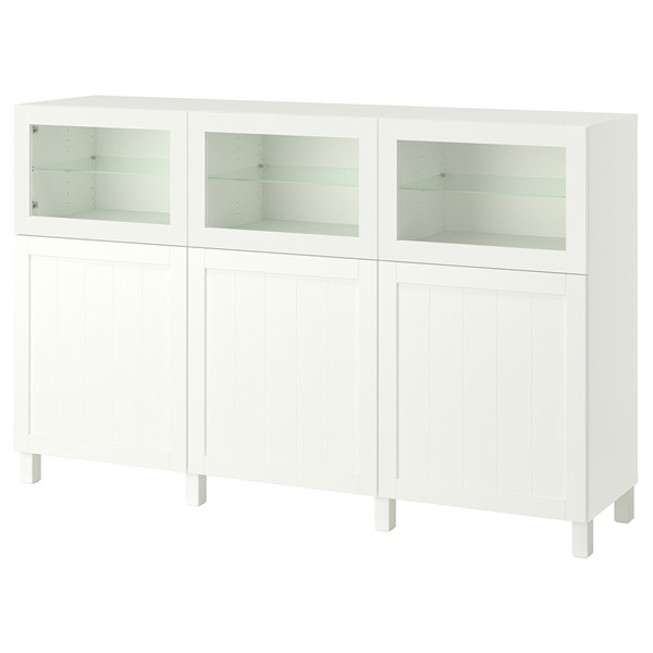 [IKEA/イケア/通販]BESTA ベストー 収納コンビネーション 扉付, ホワイト/ピープマカレ ホワイト, 180x42x112 cm[29](a)(89597671)