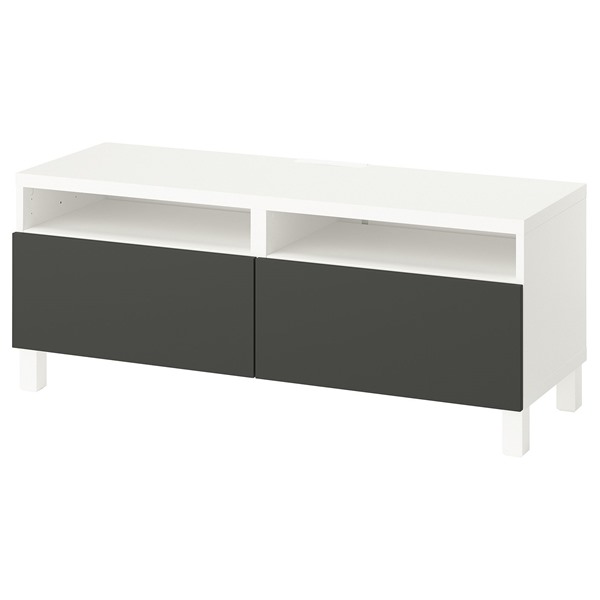 [IKEA/イケア/通販]BESTA ベストー テレビ台 引き出し付き, ホワイト/ラップヴィーケン/ストゥッバルプ ダークグレー, 120x42x48 cm[12](a)(19572966)