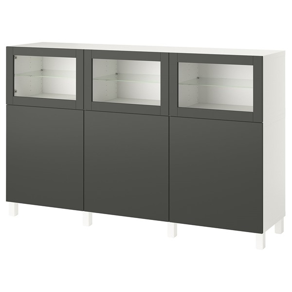 [IKEA/イケア/通信販売]BESTA ベストー 納めるズボン下 扉付, 白いこと ラップヴィーケン/シンドヴィーク うす暗い薄墨色, 180x42x112 糎[29](a)(29575511)