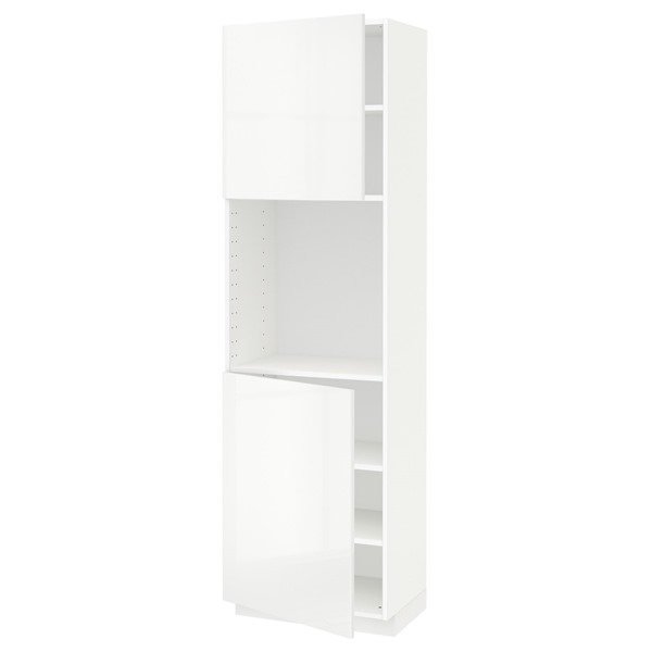 [IKEA/イケア/通販]METOD メトード ハイキャビネット 棚板/扉2枚付き, ホワイト/リンガフルト ホワイト, 60x41x200 cm[7](a)(59453216)｜WEBYセレクション　店