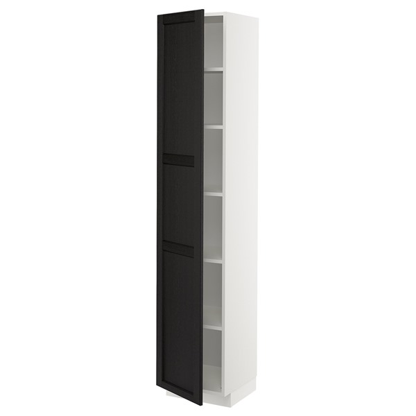 [IKEA/イケア/通信販売]METOD メトード 御機嫌押し込み 棚板付き添い人, 白いこと/レルヒッタン ブラックステイン, 40x41x200 糎[6](a)(69450830)