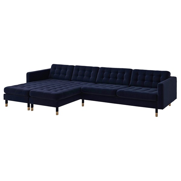 [IKEA/イケア/通信販売]LANDSKRONA ランズクローナ 5人掛け長いす, 寝腰掛け付き添い人/ジューパルプ 暗然たる青碧/白木[6](a)(59415842)