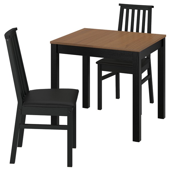 [IKEA/イケア/通販]ALHULT オールフルト / ALHULT オールフルト テーブル＆チェア2脚, ブラック/ブラウン/ボームスタード ブラック ブラック, 80x74 cm[3](a)(39611556)