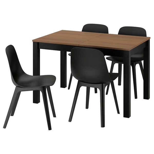 [IKEA/イケア/通販]ALHULT オールフルト / ODGER オドゲル テーブル＆チェア4脚, ブラック/ブラウン/チャコール, 120/170x80 cm[6](a)(69611574)｜WEBYセレクション　店