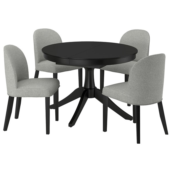 [IKEA/イケア/通信販売]ROSENTORP ローセントルプ / ROSENTORP ローセントルプ 速見表＆女性議長4脚, 黒いこと/ティッブレビ ベージュ薄墨色 黒いこと, 110/155 珊[7](a)(19611699)