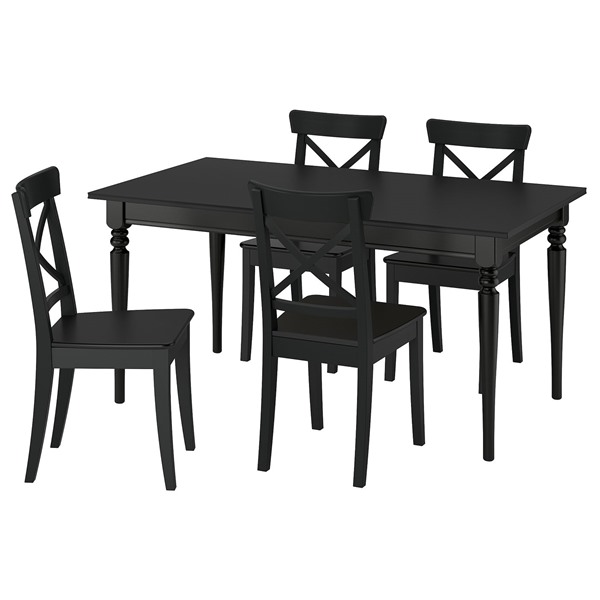 [IKEA/イケア/通信販売]ROSENTORP ローセントルプ / ROSENTORP ローセントルプ 一覧表＆女性議長4脚, 黒いこと/黒いこと, 155/215x87 糎[6](a)(29611689)