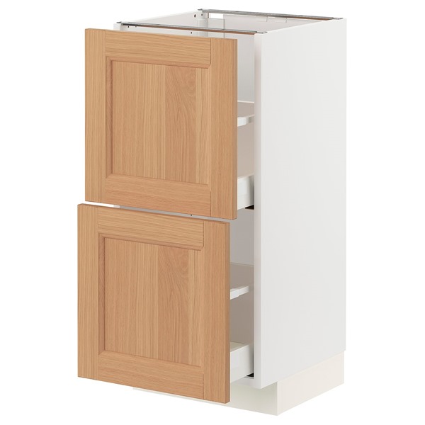 [IKEA/イケア/通販]METOD メトード / MAXIMERA マキシメーラ ベースキャビネット 引き出し2段付き, ホワイト/ヴェードハムン オーク, 40x41x80 cm[5](a)(69438999)｜WEBYセレクション　店