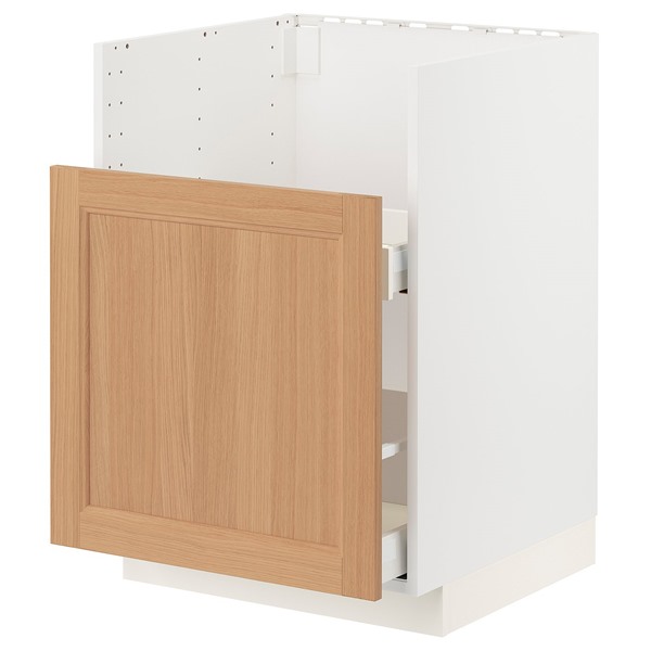 [IKEA/イケア/通信販売]METOD メトード / MAXIMERA マキシメーラ 軍事基地押し入れ TALLSJON/タルショーン シンク用, 白いこと/ヴェードハムン オーク材, 60x60 珊[7](a)(99550159)