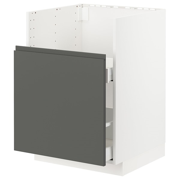 [IKEA/イケア/通販]METOD メトード / MAXIMERA マキシメーラ ベースキャビネット TALLSJON/タルショーン シンク用, ホワイト/ヴォックストルプ ダークグレー, 60x60 cm[7](a)(89550206)｜WEBYセレクション　店