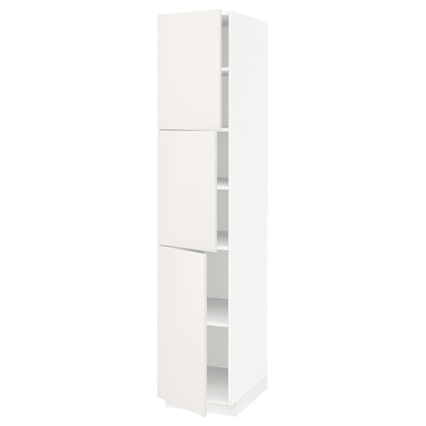 [IKEA/イケア/通販]METOD メトード ハイキャビネット 棚板/扉3枚付き, ホワイト/ヴェッディンゲ ホワイト, 40x60x200 cm[9](a)(29470712)｜WEBYセレクション　店 41,124円