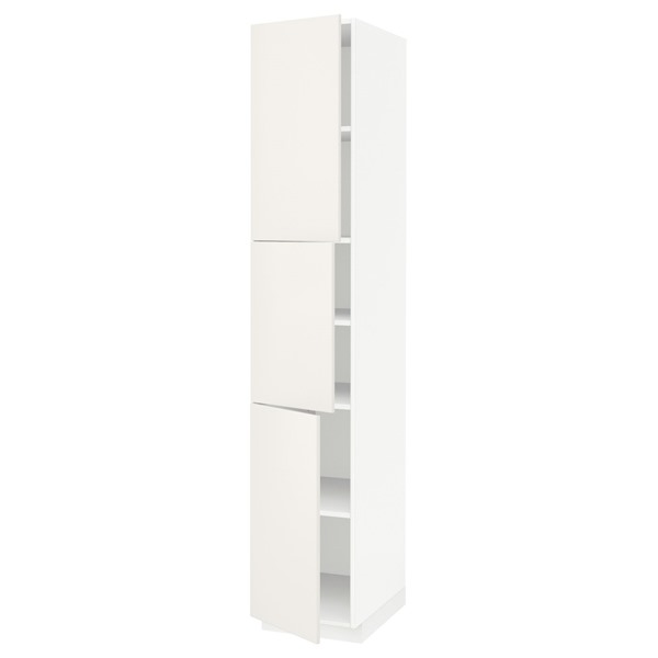 [IKEA/イケア/通販]METOD メトード ハイキャビネット 棚板/扉3枚付き, ホワイト/ヴェッディンゲ ホワイト, 40x60x220 cm[9](a)(59448569)