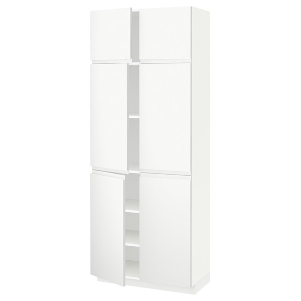 [IKEA/イケア/通販]METOD メトード ハイキャビネット 棚板/扉4枚付き, ホワイト/ヴォックストルプ マットホワイト, 80x41x200 cm[15](a)(29447806)｜WEBYセレクション　店