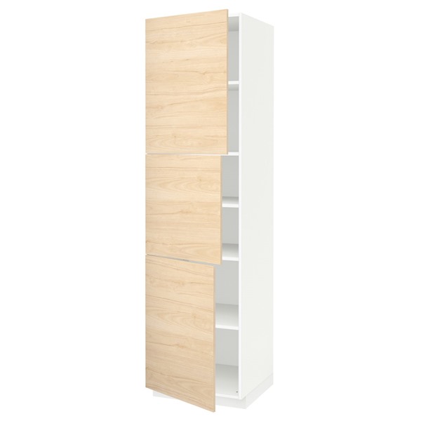 [IKEA/イケア/通信販売]METOD メトード 御機嫌押し込み 棚板/扉3枚付き添い人, 白いこと/アスケルスンド ライトアッシュ調, 60x60x220 糎[9](a)(39452920)