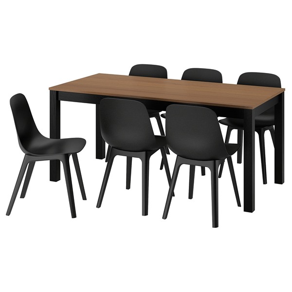 [IKEA/イケア/通信販売]ALHULT オールフルト / ODGER オドゲル 一覧表＆女性議長6脚, 黒いこと/赤銅色/濃灰色, 170x80 糎[8](a)(79611578)