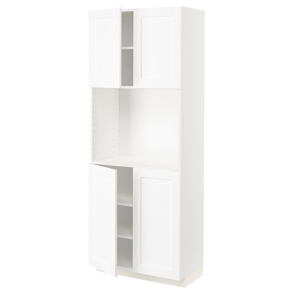 [IKEA/イケア/通販]METOD メトード ハイキャビネット 棚板/扉4枚付き, ホワイト エンコーピング/ホワイト 木目調, 80x41x200 cm[11](a)(09474080)