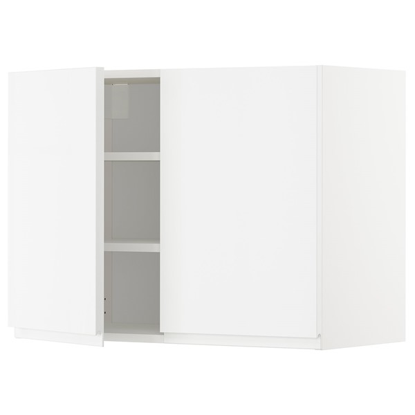[IKEA/イケア/通販]METOD メトード ウォールキャビネット 棚板/扉2枚付き, ホワイト/ヴォックストルプ ハイグロス/ホワイト, 80x37x60 cm[6](a)(99453139)｜WEBYセレクション　店
