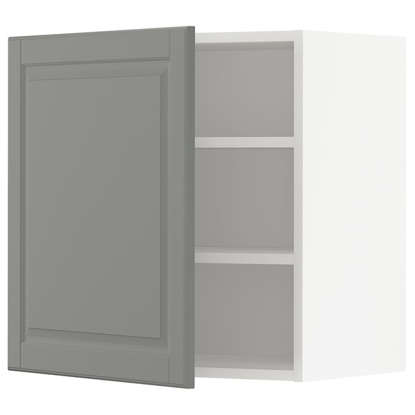 [IKEA/イケア/通販]METOD メトード ウォールキャビネット 棚板付き, ホワイト/ボードビーン グレー, 60x37x60 cm[4](a)(99450555)
