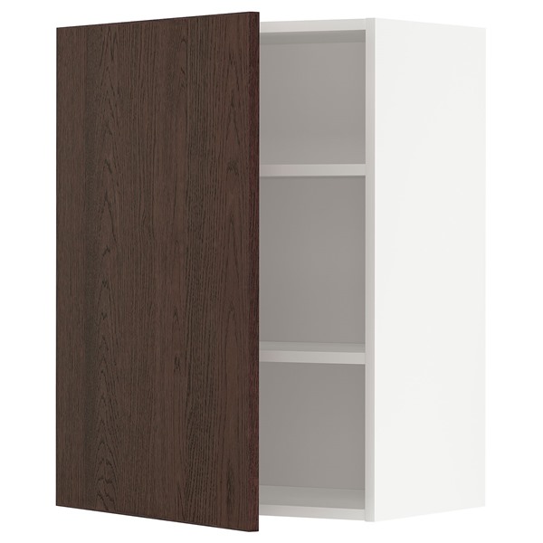 [IKEA/イケア/通販]METOD メトード ウォールキャビネット 棚板付き, ホワイト/シーナルプ ブラウン, 60x37x80 cm[4](a)(79454050)